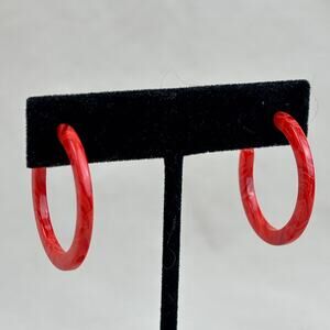 Machete Mini Hoops Poppy Red Orange Italian Acetate Stainless Steel Posts